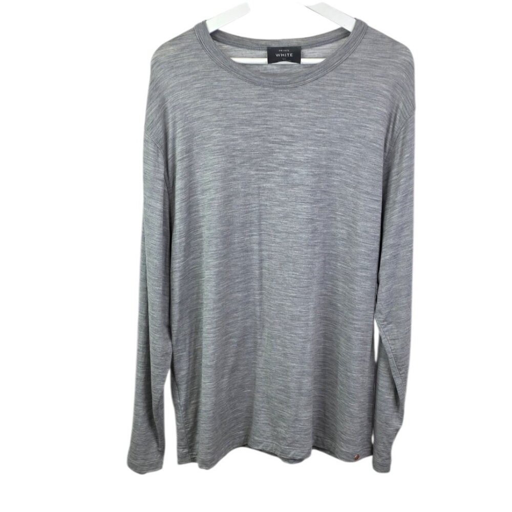 Private White VC Men's Long Sleeve 100% Merino Wool, Grey, Size 7 / XXL